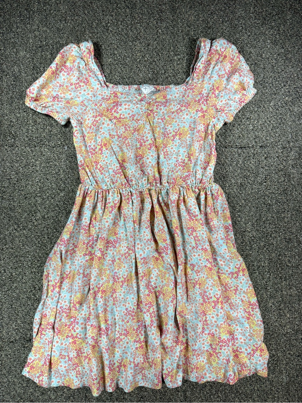 Roxy Girls Floral Square-Neck Dress in Yellow, Pink, Light Blue